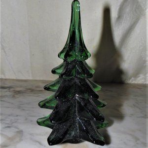 LAST MARKDOWN HANDMADE IMPORTED Beautiful crystal green glass tree. 5"
